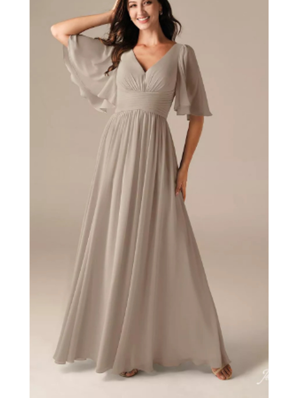 AW BRIDAL 6 S taupe Kenney wedding formal party bridesmaid maxi dress 0B4